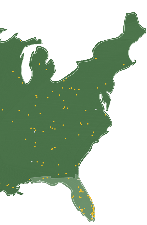 Map of The United States illustrating bee colonies protected across florida.