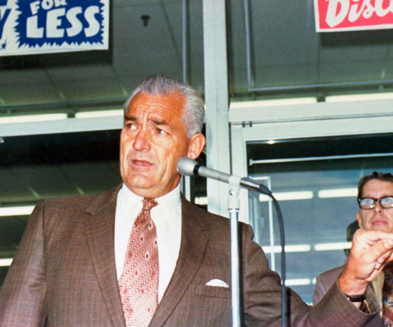 Sam Walton at the ribbon cutting for the first Walmart in Rogers, Arkansas